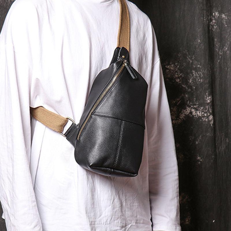 Men's Leather Casual Cross-body Chest Bag - Trendha