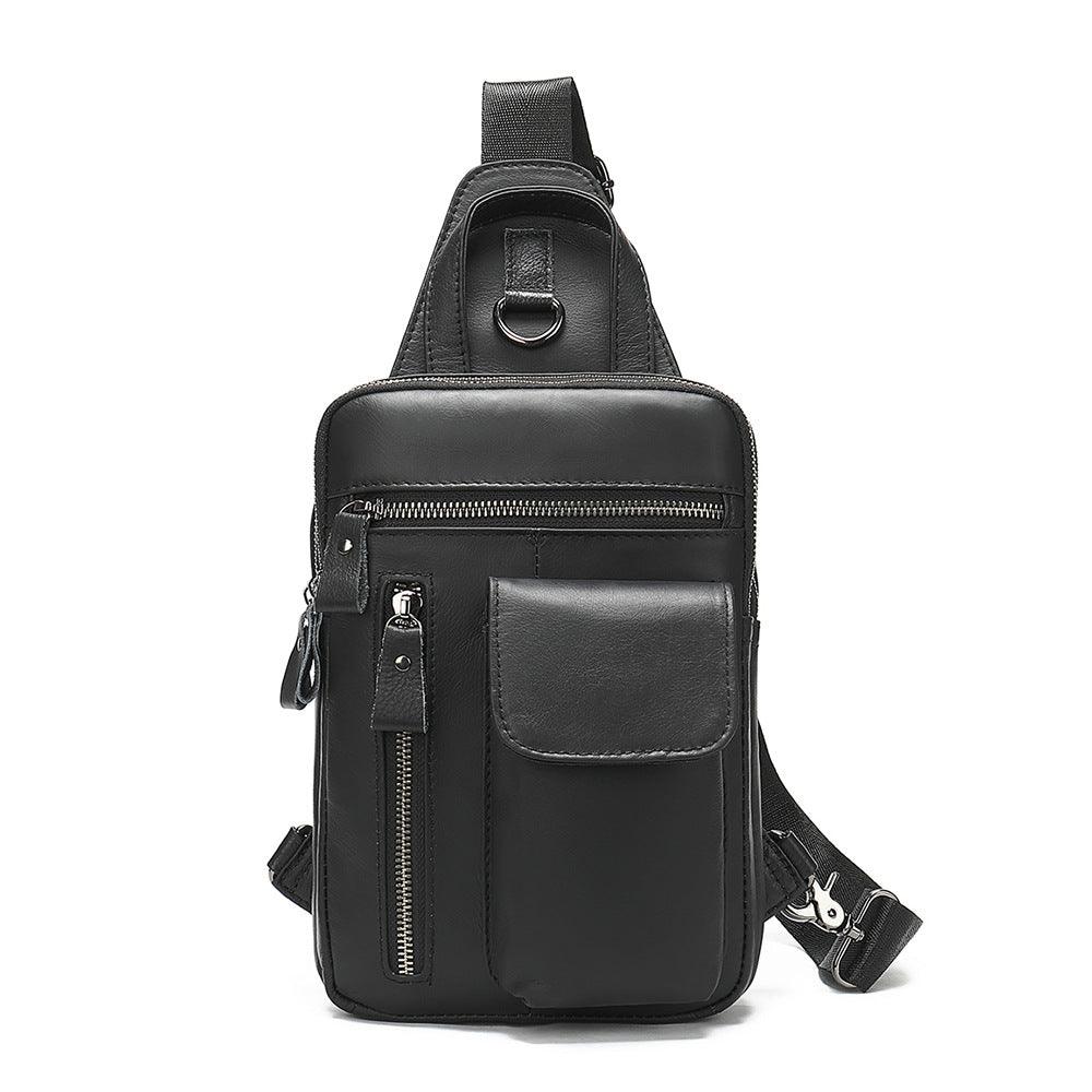 Men's Leather Chest Bag Vintage Top Layer Leather One-shoulder Crossbody Bag - Trendha