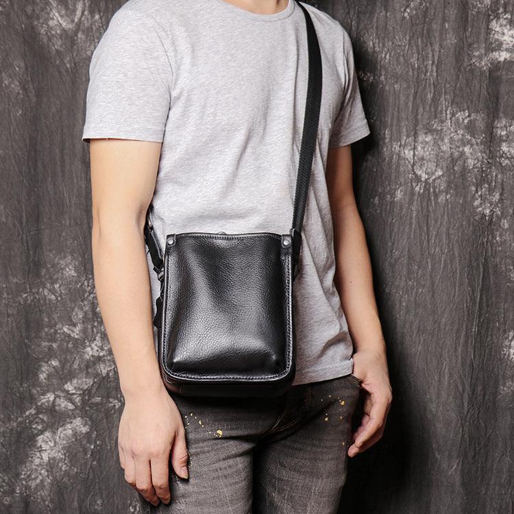 Men's Leather One Shoulder Bag Cowhide Multi-layer Crossbody Bag - Trendha