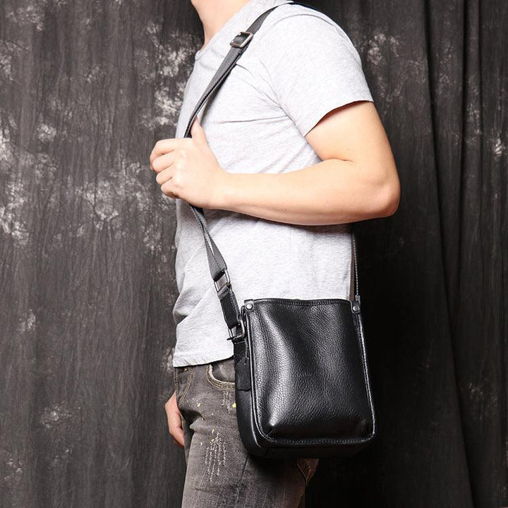 Men's Leather One Shoulder Bag Cowhide Multi-layer Crossbody Bag - Trendha