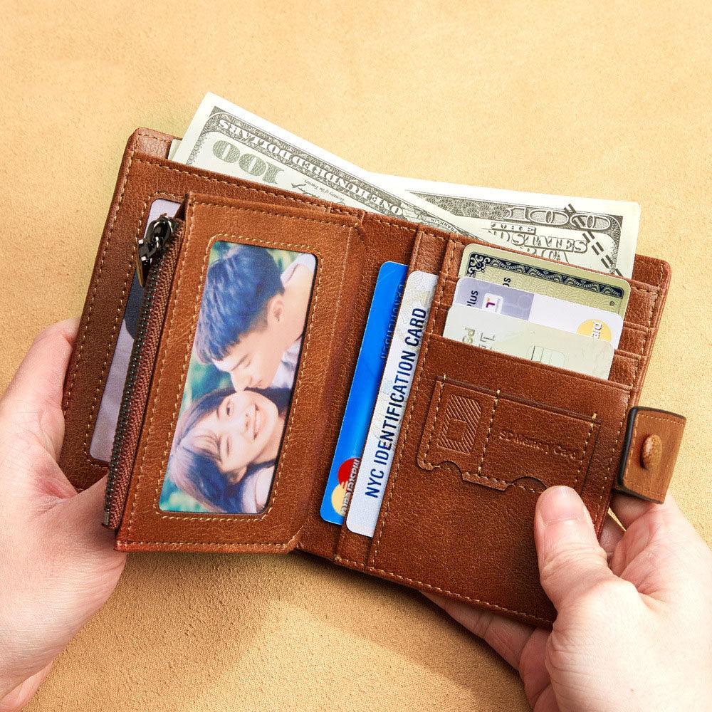 Men's Leather Wallet Three Fold Multi Card Space - Trendha