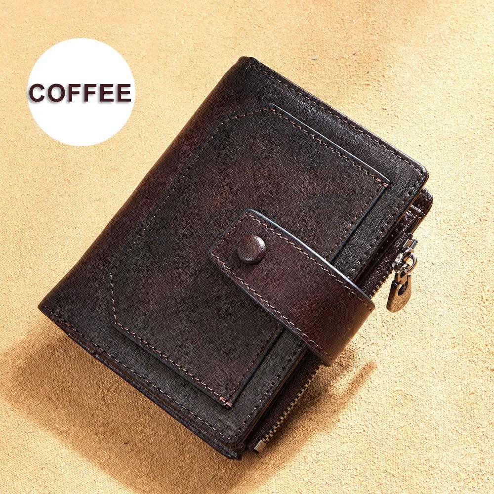 Men's Leather Wallet Three Fold Multi Card Space - Trendha