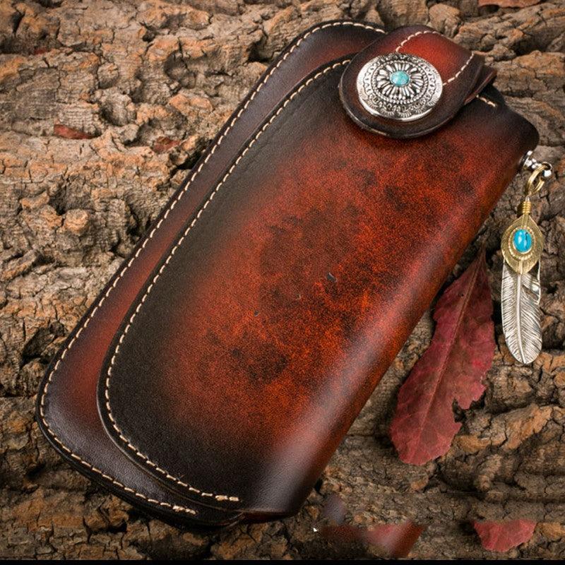 Men's Long Leather Jacket Top Layer Cow Pickup Bag - Trendha