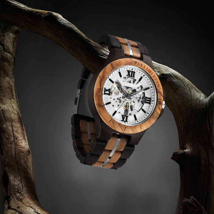 Men's Mechanical Watch Automatic Pure Wood Handmade - Trendha