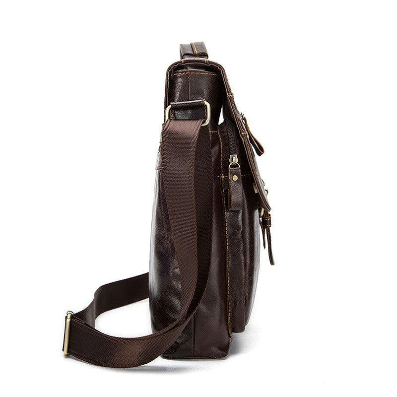 Men's One-shoulder Baotou Layer Cowhide Clamshell Satchel Retro - Trendha