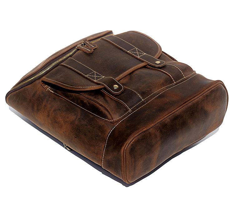 Men's Retro Crazy Horse Leather Backpack Casual - Trendha