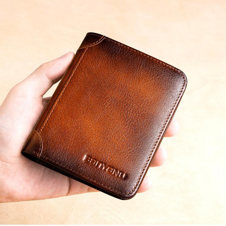 Men's Short Leather Large Capacity Leather Horizontal Wallet - Trendha