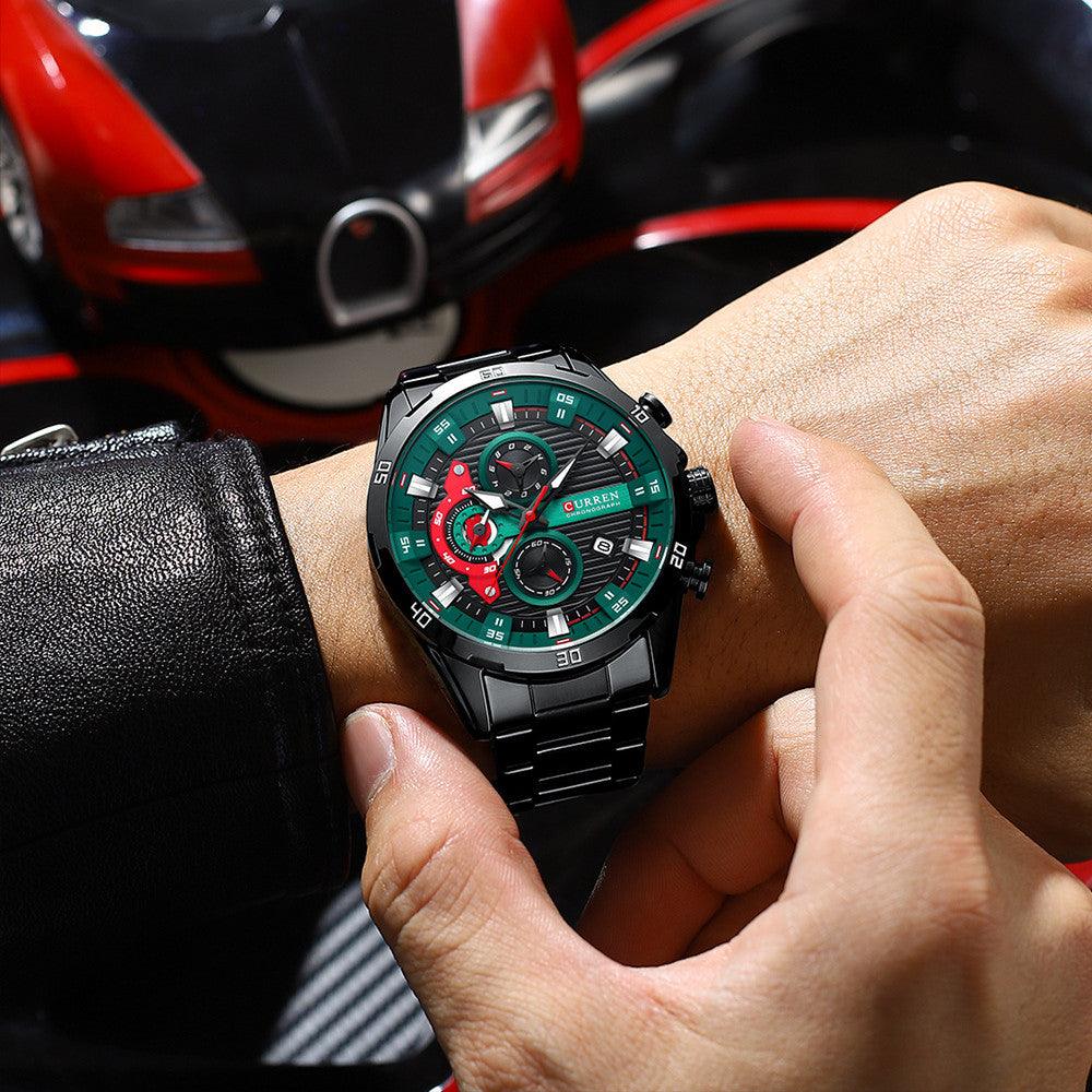 Men's Six Hands Steel Band Quartz Watch - Trendha