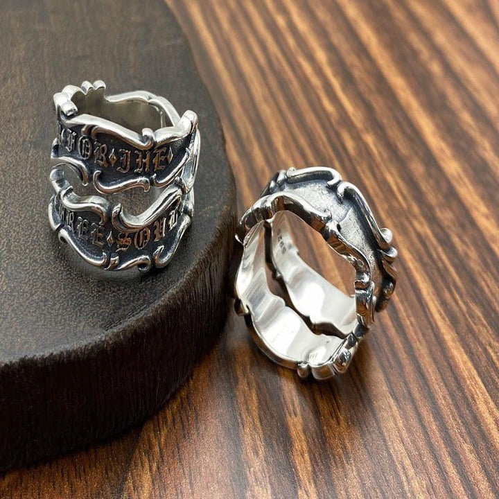 Men's Sterling Silver Personalized Retro Ribbon Ring - Trendha