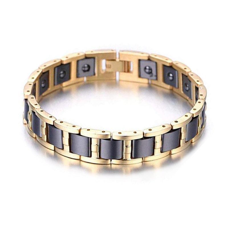 Men's Black-and-Gold Magnetic Link Bracelet