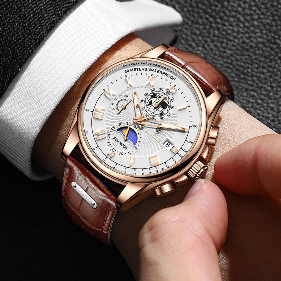 Men's Waterproof Luminous Multifunctional Chronograph Watch - Trendha