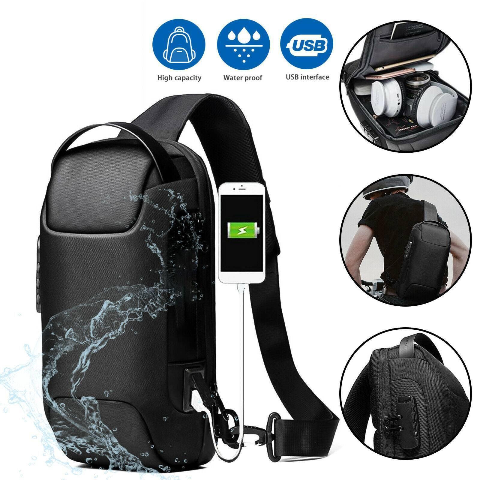 Men's Waterproof Oxford Multifunction Crossbody Bags Anti-theft Shoulder Bags Messenger Sling Chest Bag Pack For Male Sling Shoulder Crossbody Waterproof Anti-theft Chest Bag Backpack Pack USB - Trendha