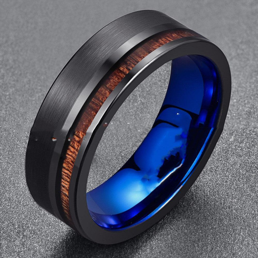 Mens Fashion Simple Frosted Tungsten Steel Ring - Trendha