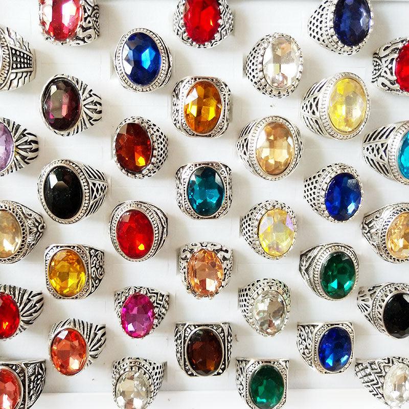 Mixed Glass Crystal Gemstone Ring - Trendha