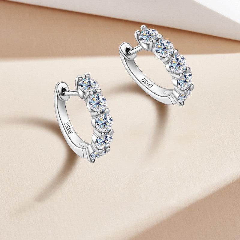 925 Sterling Silver Moissanite Hoop Earrings