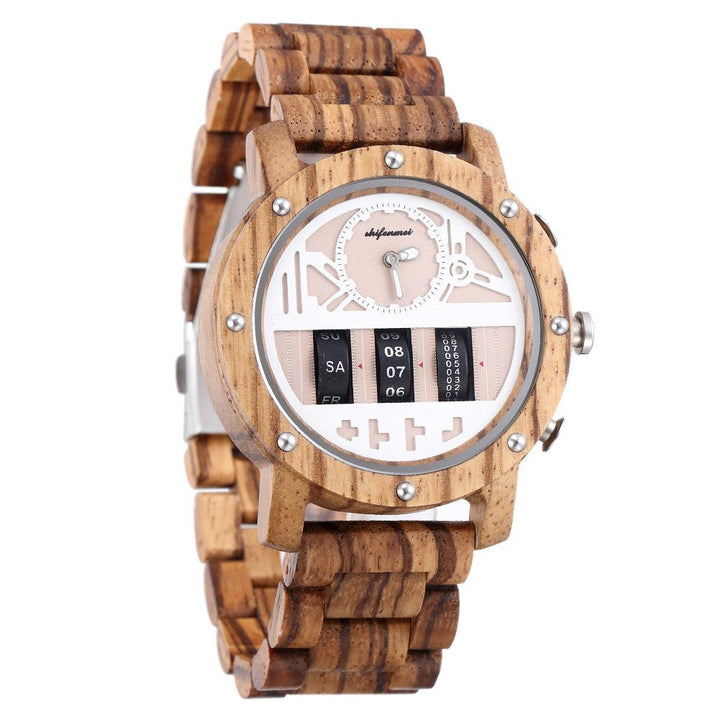 Multi Functional Mechanical Men's Wooden Watch - Trendha