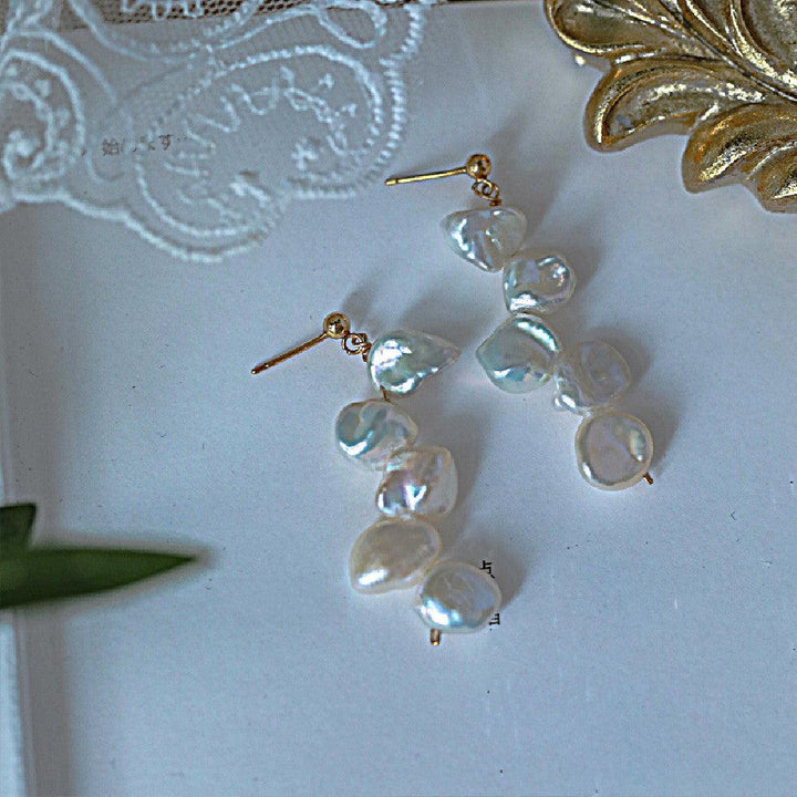 Natural Aurora Petal Baroque Pearl Earrings - Trendha