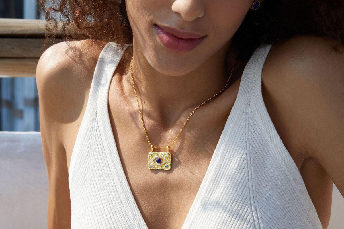 Natural Lapis Lazuli Beautiful Surface Necklace - Trendha