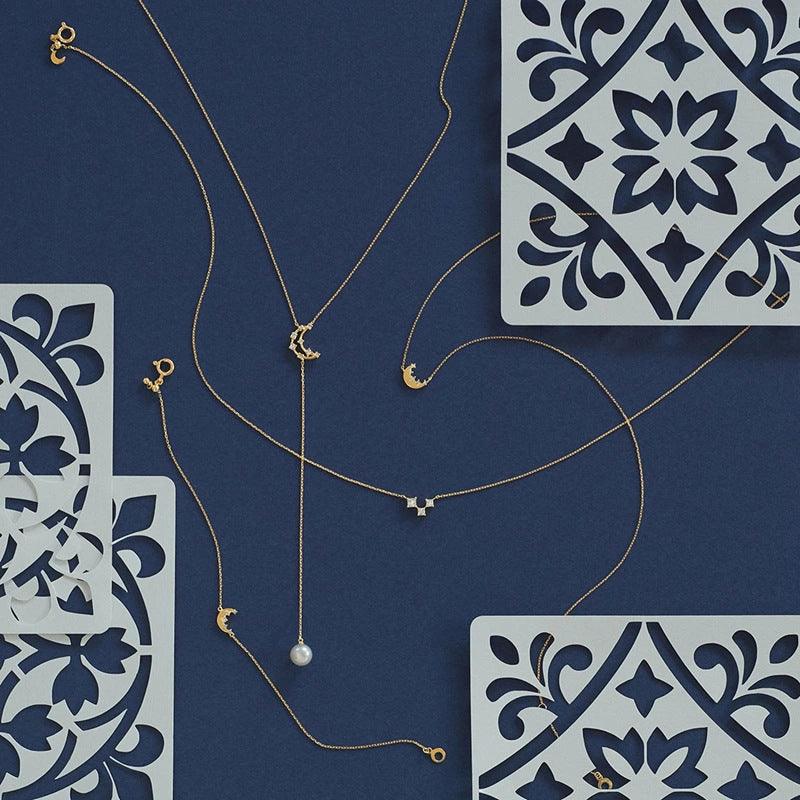 Natural Pearl Moon Tassel Necklace - Trendha