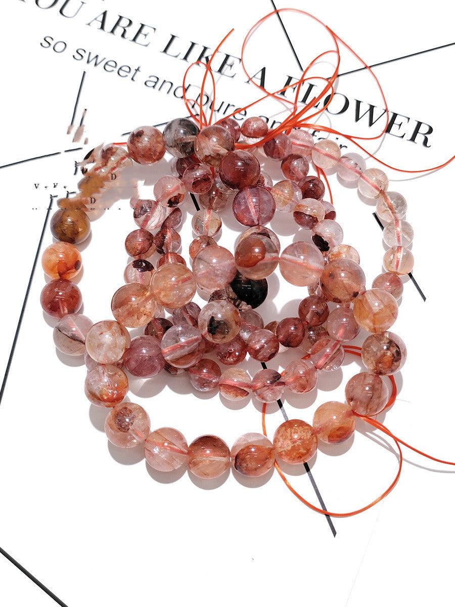 Natural Red Glue Flower Crystal Bracelet - Trendha