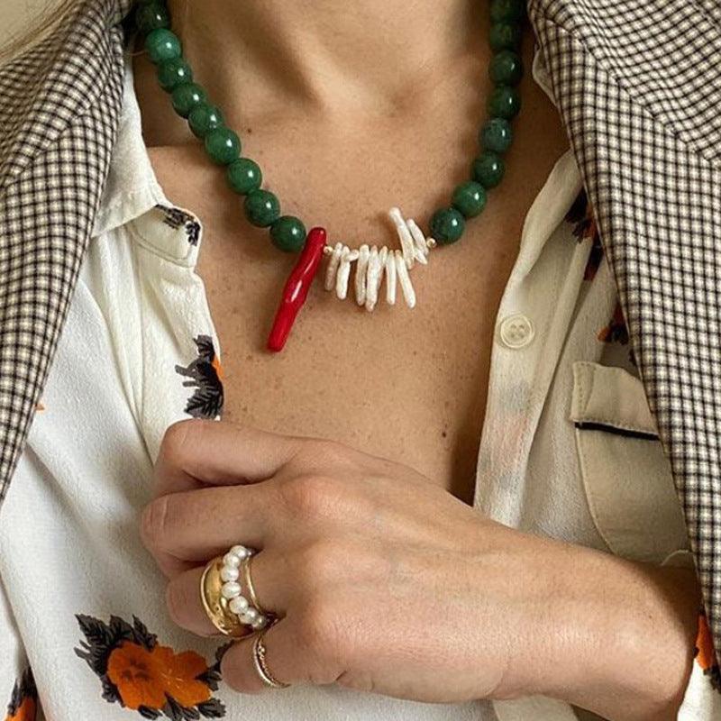 Natural Stone Baroque Pearl Necklace - Trendha