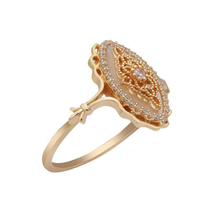 Natural White Shell Vintage Style Ring - Trendha