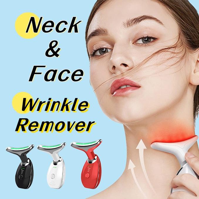 Neck Face Beauty Device Colorful LED Photon Therapy Skin Tighten Reduce Double Chin Anti Wrinkle Remove Lifting Massager - Trendha