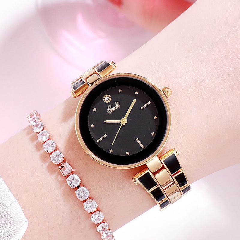 New Elegant Steel Strap Women's Watch Korean Style Trendy Student White Quartz Watch - Trendha