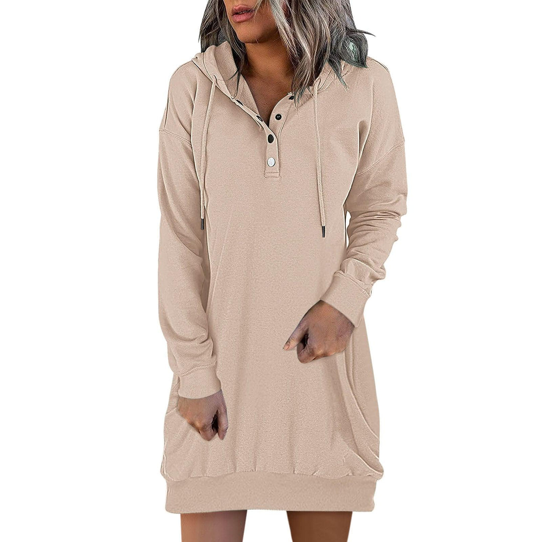 New Hot Fashion Women's Solid Hooded Drawstring Sweater - Trendha