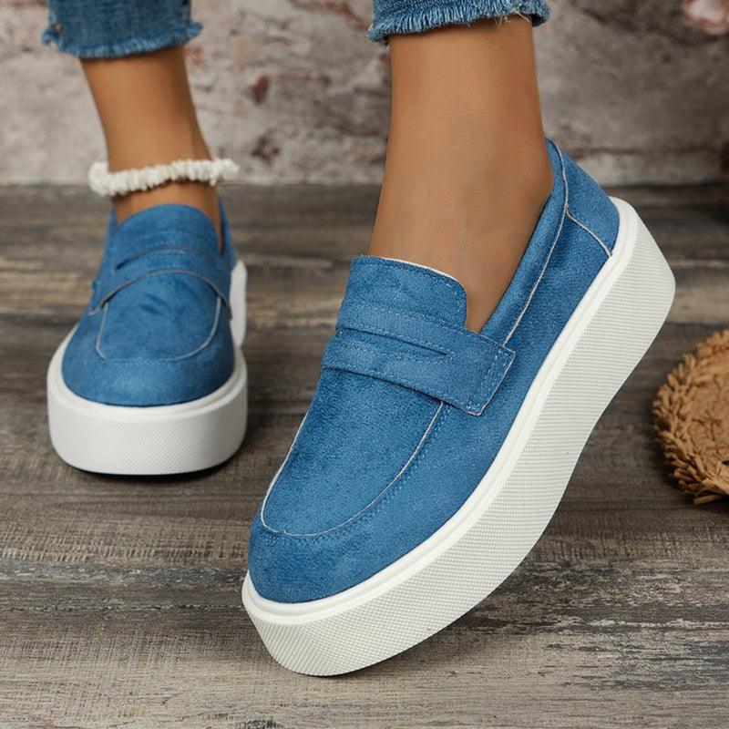 New Loafers Platform Round Toe Slip-on Shoes For Women Outdoor Casual Walking Shoes - Trendha