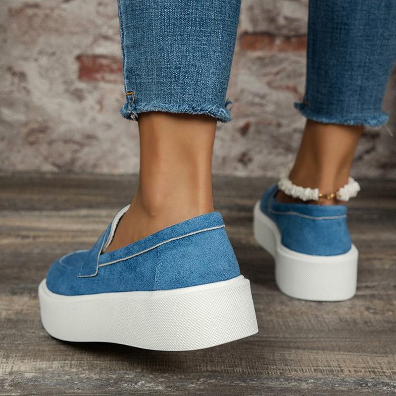 New Loafers Platform Round Toe Slip-on Shoes For Women Outdoor Casual Walking Shoes - Trendha
