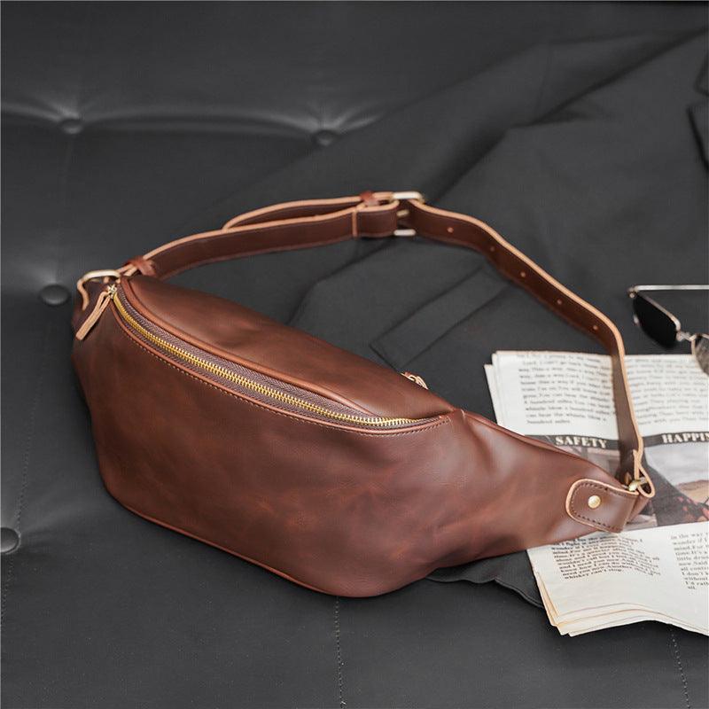 New Men's Pu Fashion One-shoulder Retro Casual Chest Bag - Trendha