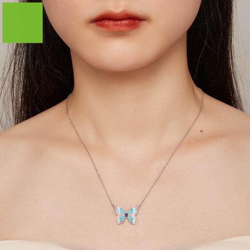 New Platinum Platinum Butterfly Necklace - Trendha