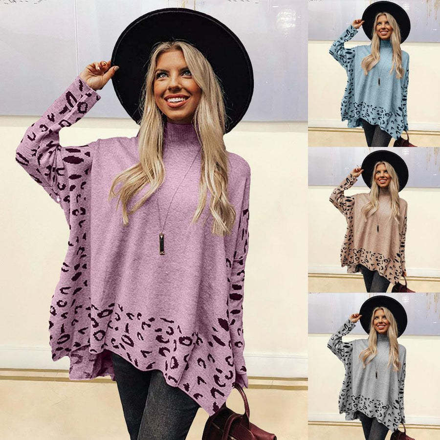 New Printed Long Sleeve High Collar Loose Casual Top For Women - Trendha