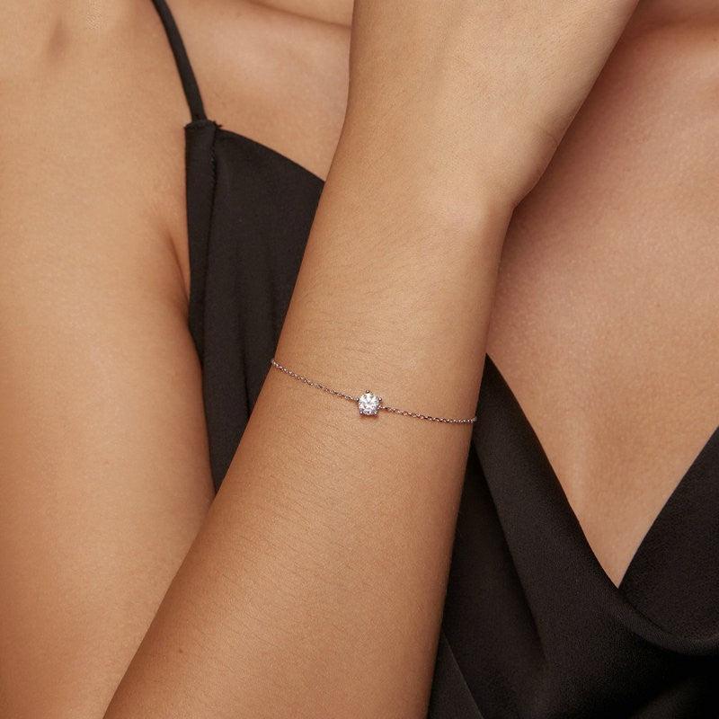 New S925 Silver Sparkling Moissanite Bracelet - Trendha