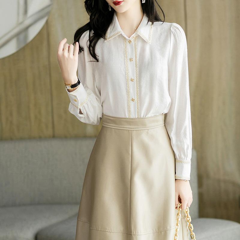 New Spring Style Small Fragrant Cotton Shirt Long Sleeve Lapel - Trendha