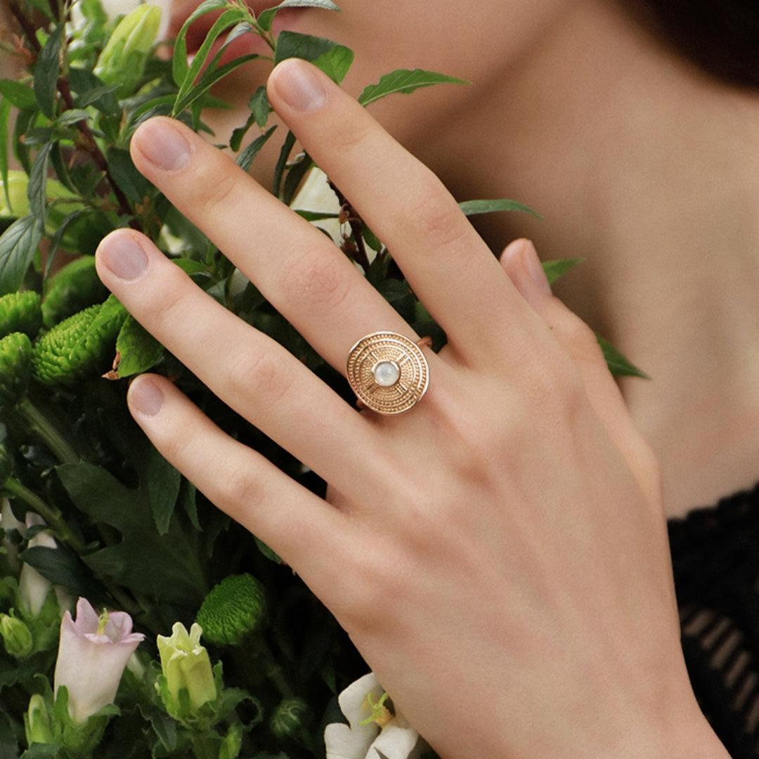 Gold-Color Textured Alloy Ring