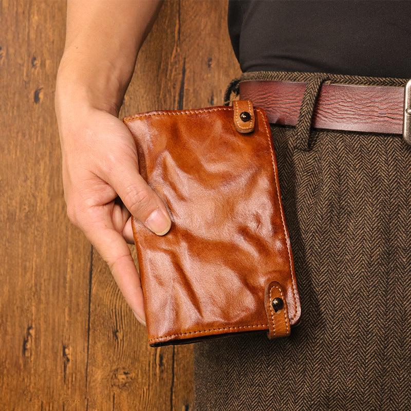 New Top Layer Cow Leather Hand-painted Old Long Wallet Man - Trendha