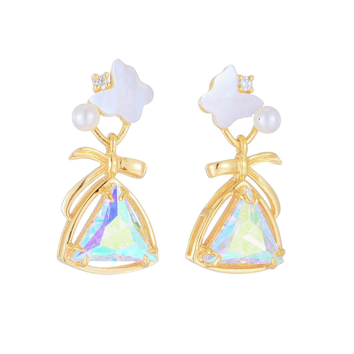 New White Shellfish Butterfly Earrings - Trendha