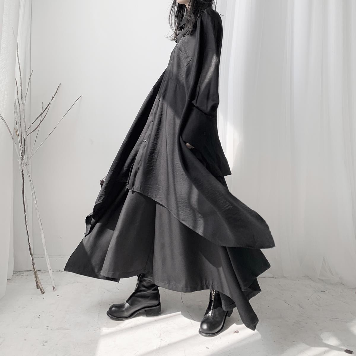 Niche Asymmetric Loose Shirt Skirt Two-piece Set - Trendha
