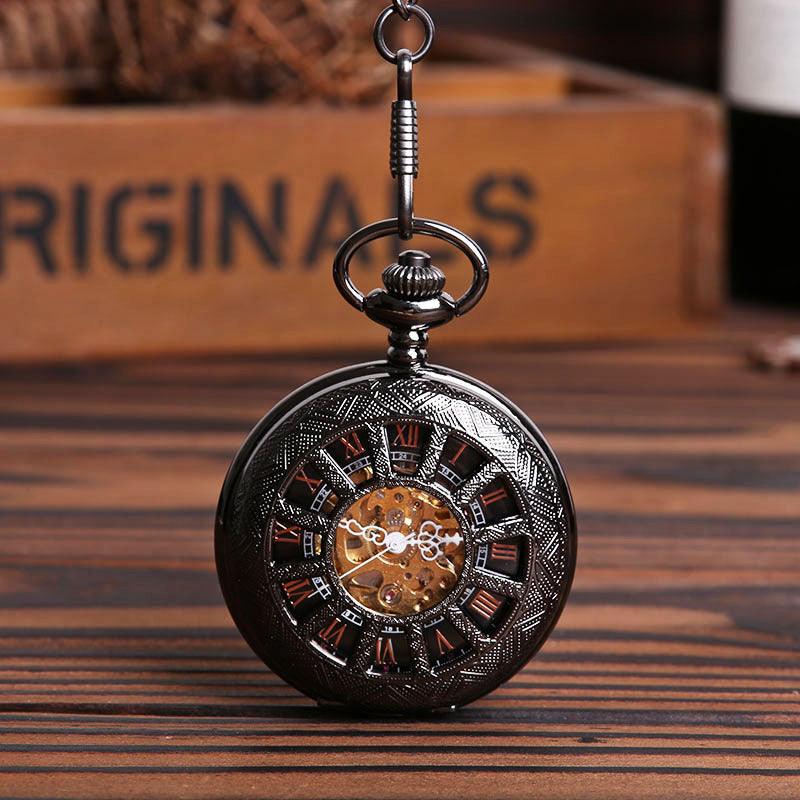 Nostalgic Hollow Wheel Shape Roman Digital Mechanical Pocket Watch - Trendha