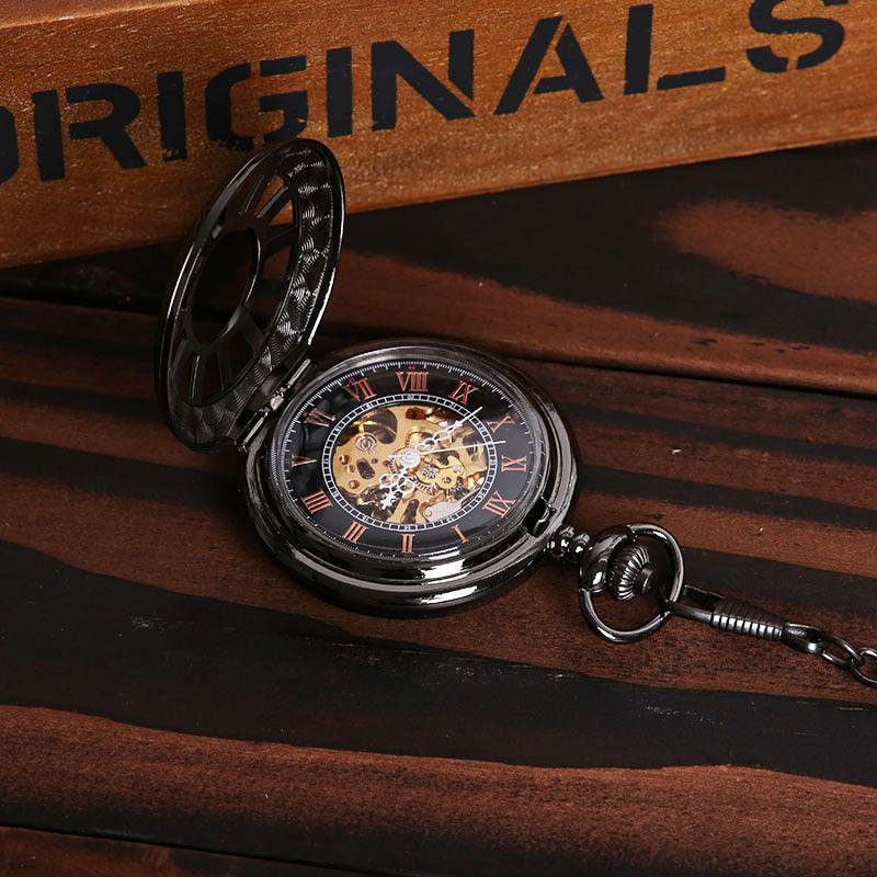 Nostalgic Hollow Wheel Shape Roman Digital Mechanical Pocket Watch - Trendha