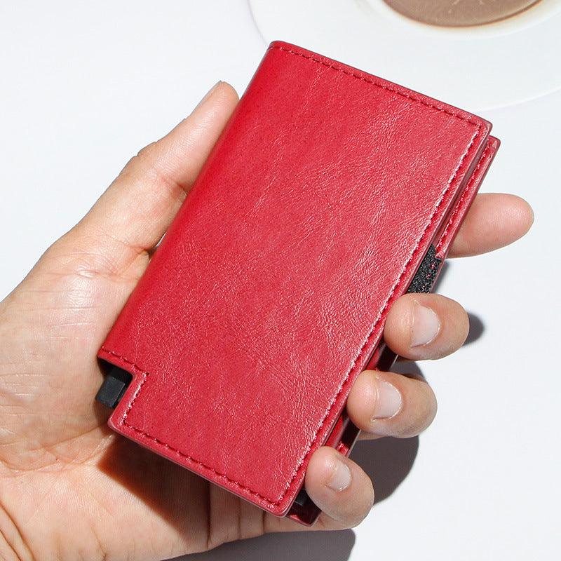 Oil Wax Coated Aluminum Alloy Automatic Pop-up Card Box, Multifunctional, Large Capacity Metal Wallet - Trendha