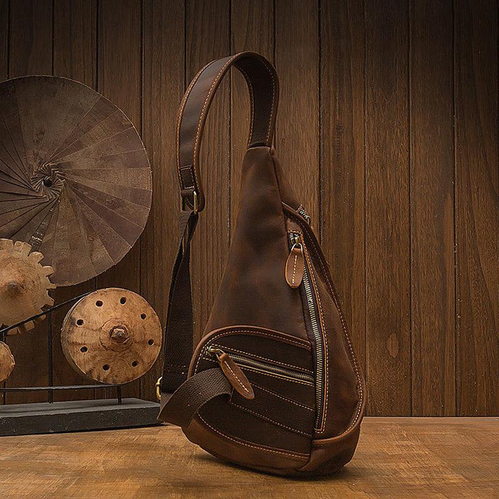 Original Handmade Leather Chest Bag For Men In Europe And America - Trendha