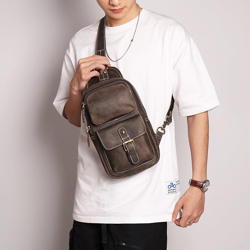 Outdoor Sports Large Capacity Messenger Bag Leather - Trendha