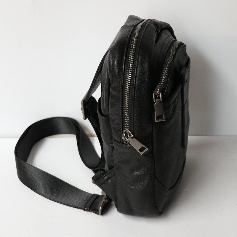 Outdoor Sports Vertical Top Leather Men's Chest Bag - Trendha