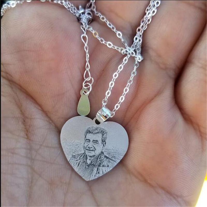 Pattern Photo Carving Personality DIY Titanium Steel Necklace - Trendha