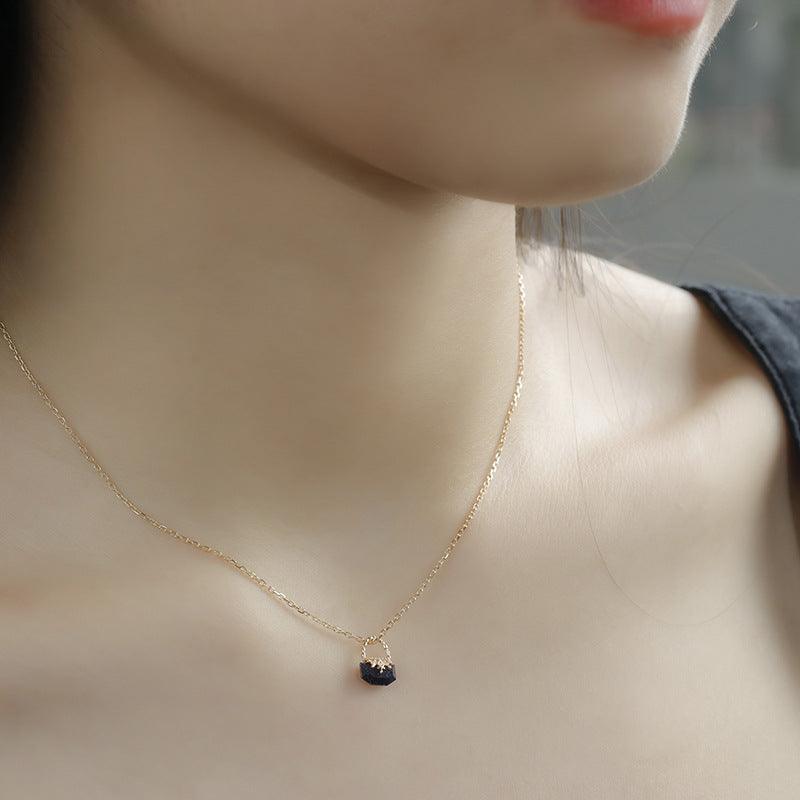 Pendant S925 Sterling Silver Gilded Charm Purple Gold Stone