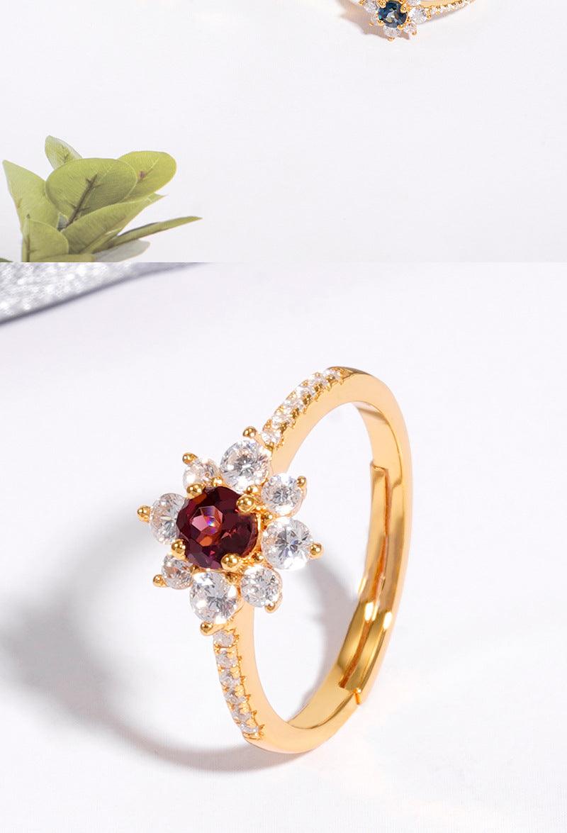 Personalized Inlaid Natural Stone Color Gemstone Ring For Women - Trendha