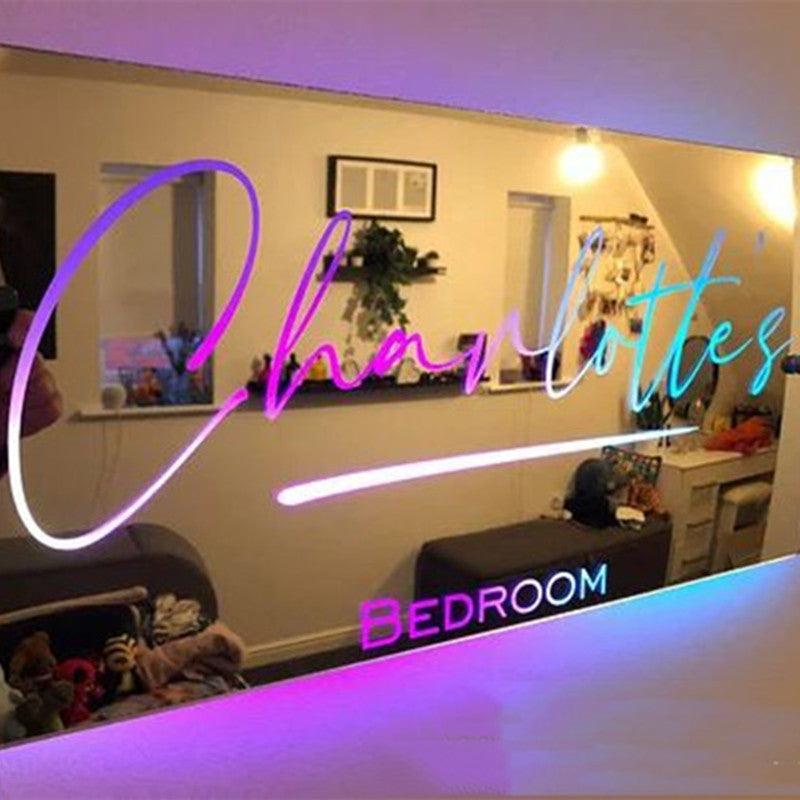 Personalized Name Mirror Light For Bedroom LED Light Up Mirror For Wall Custom Photo Christmas Valentine's Day Wedding Gifts - Trendha